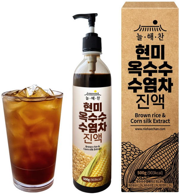 [늘해찬] 현미옥수수수염차 진액 현미차 옥수수수염차 진액 엑기스 농축액, 1개, 500ml