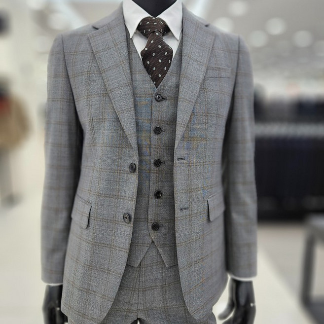 파렌하이트 24F/W 그레이멜란지 글렌 체크 베스트 FJV1338