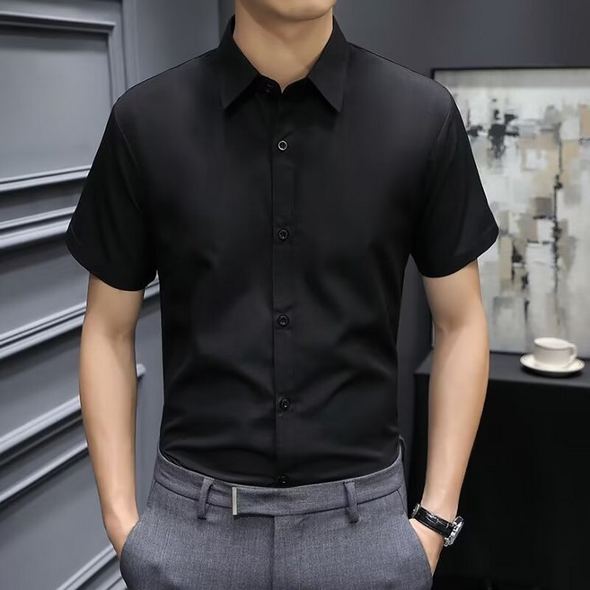 襯衫男 短袖 韓版素面 免燙 大尺碼 休閒 上班 面試【M-8XL】