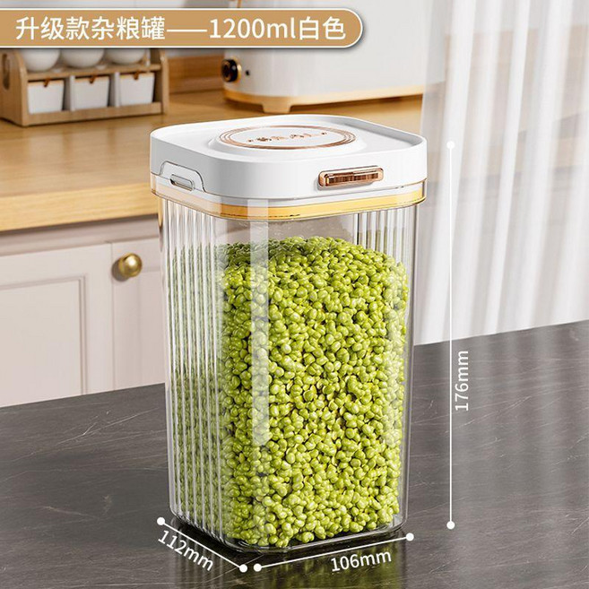 奶油白 10.0公斤裝 自動出米 米桶 附量米杯 防蟲防潮密封, 1個, 透明 1.5公斤裝,密封儲米 防潮防蟲 餘量可見