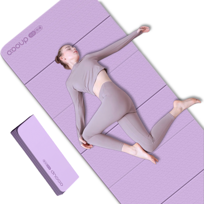 천연 항균 에센셜 오일 요가매트 POE 친환경 접이식 휴대용, 1개, 보라색