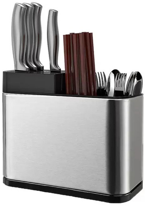 셔니엘 스텐 분리세척 칼꽂이 수저 정리함 조리기구통, 1개, 스테인리스