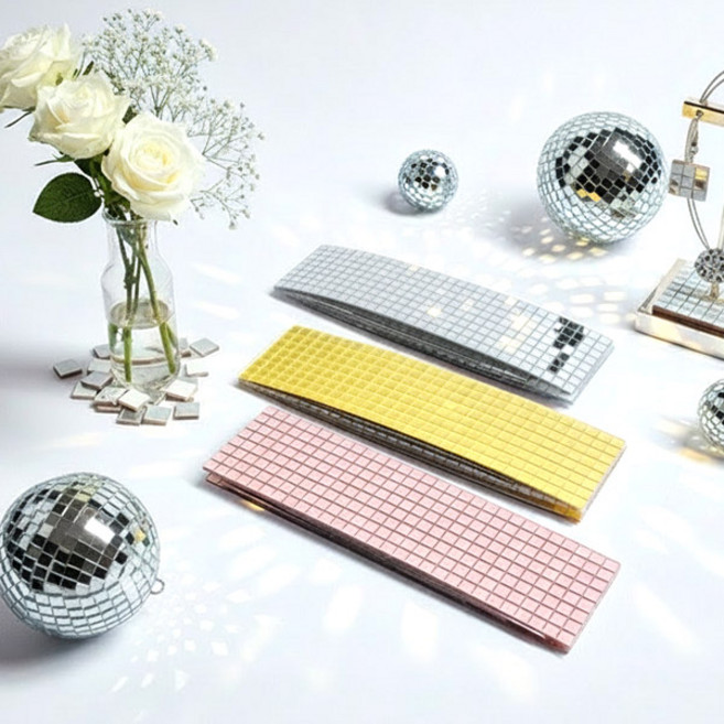 DIY장식 5mm 미러볼 만들기재료 스티커 4 x 100cm 타일스티커, 골드