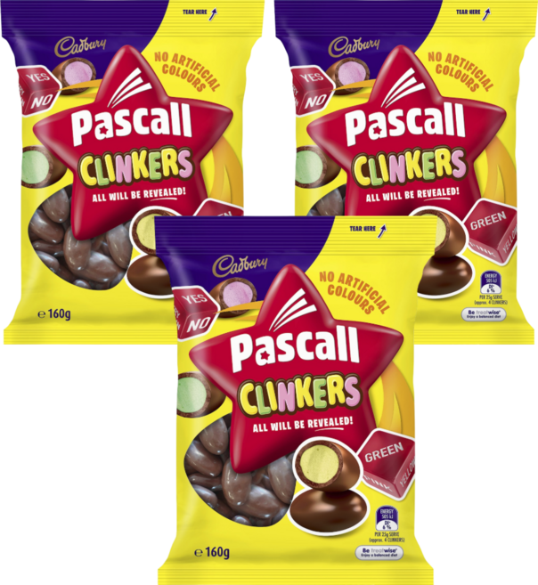 캐드버리 파스칼 클링커스 Cadbury Pascall Clinker Milk Chocolate Lollies Snack & Share Bag, 3개, 160g