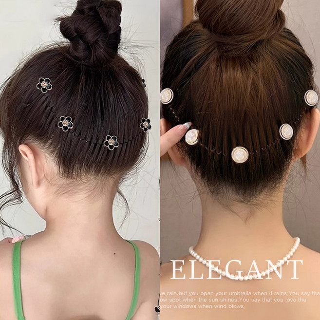 1+1 플라워 앞머리 옆머리 머리핀 헤어 빗핀 올림머리 장식 빗살핀