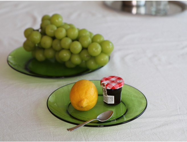 파스타 디저트 브런치 그린 유리 접시 컵 듀라렉스 스몰(19cm) 홈카페 플레이트, 컵(250ml), 1개