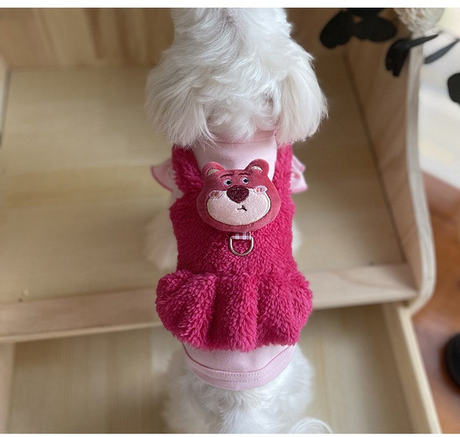 유키고고 반려동물 겨울 후리스 랏소베어 원피스, 1개, 핑크