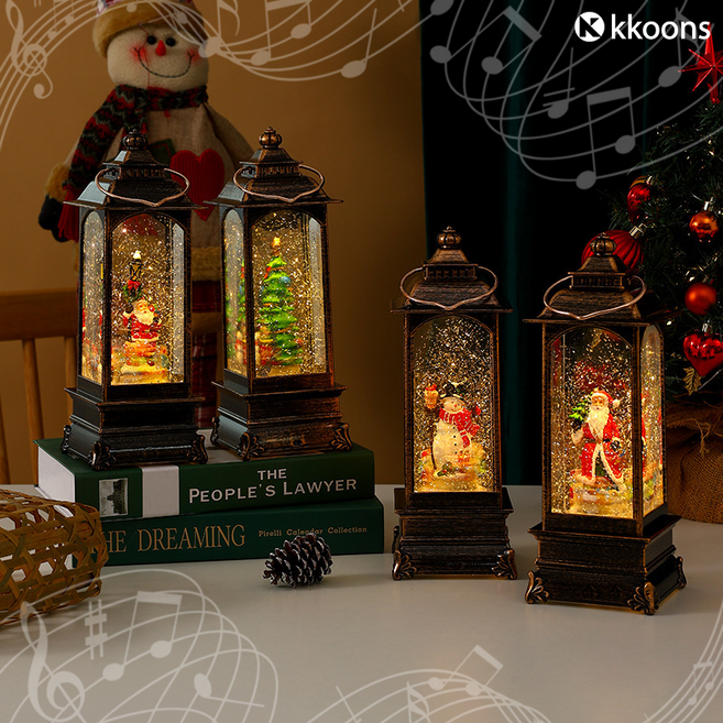 꾼스 캐롤나오는 크리스마스 오르골 회전하는 자동 스노우볼 대형, 회전하는 눈사람 대형