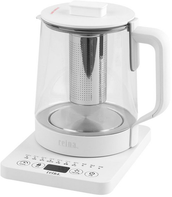 레이나 1.8L 티포트 RP-T2507 기능선택 타이머 보온기능 내열유리용기 빠른가열, 1개