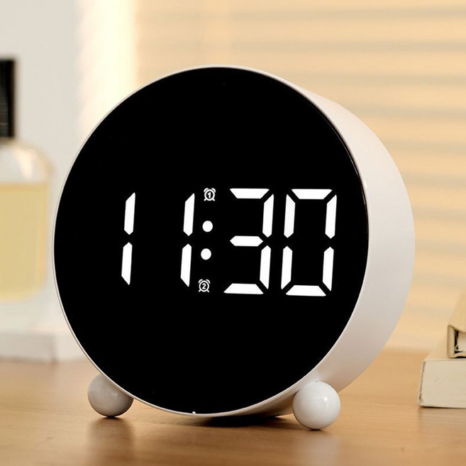 벨레스 큰화면 라운드 탁상시계 알람시계, 화이트