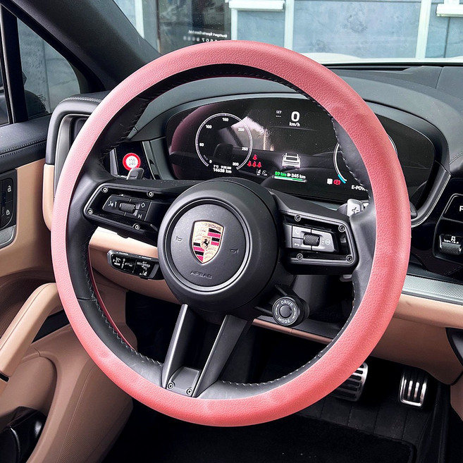 논슬립 핸들커버 실리콘 원형 D컷 전차종 호환 10컬러 차량용 자동차 핸들 커버 카바, 브라운