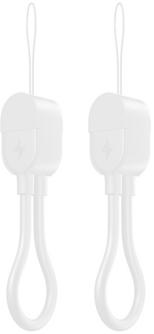 초경량 키링 미니 2.0지원 65W 초고속 충전 데이터 보조배터리 케이블 1+1, 1세트, 화이트+화이트, 17cm