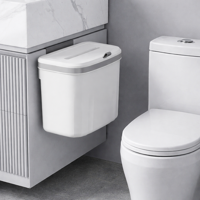 우라피크 간편 부착 슬림 틈새 무타공 욕실 주방 휴지통, 화이트