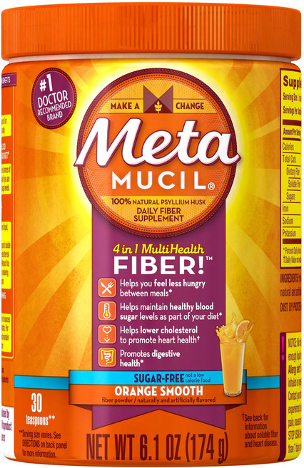 Metamucil 4合1膳食纖維粉 無糖 柳橙口味, 1個, 174g