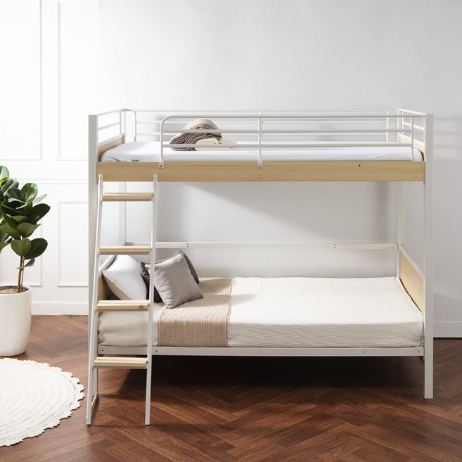 [에보니아] 제니퍼 철제이층침대 SS 기본형 매트제외, 수직형사다리 화이트
