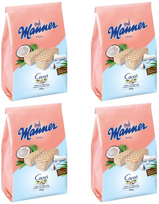 Manner Cocos 마너 웨하스 코코넛, 400g, 4개