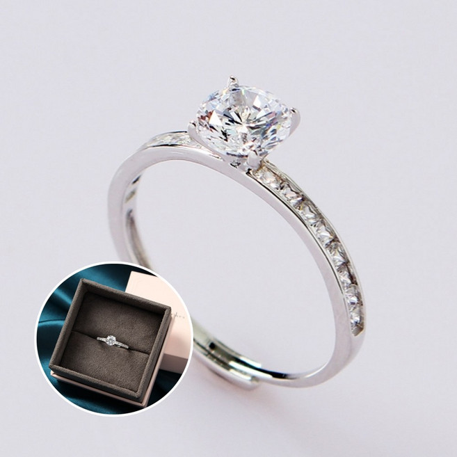 OW 실버반지 은반지 오픈링 빅큐빅 패션 선물포장