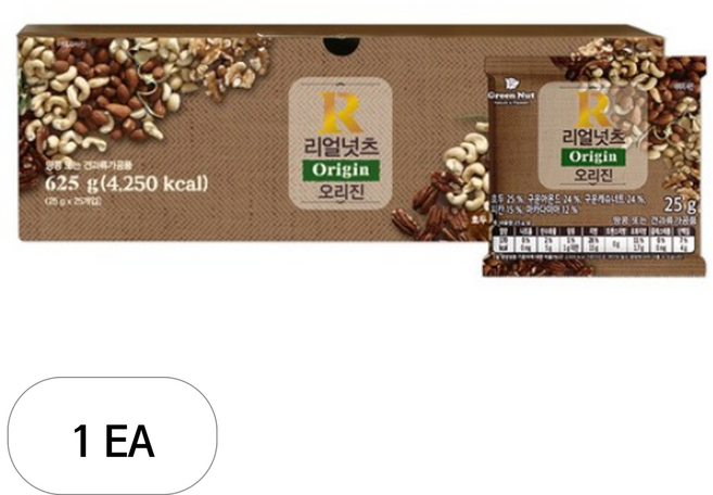 그린너트 리얼넛츠 오리진 믹스넛, 625g, 1박스