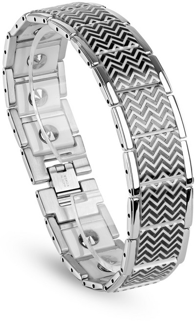 페이버 Z836 남성용 게르마늄팔찌 /타이어패턴 디자인 /이니셜 각인 화이트, 1개