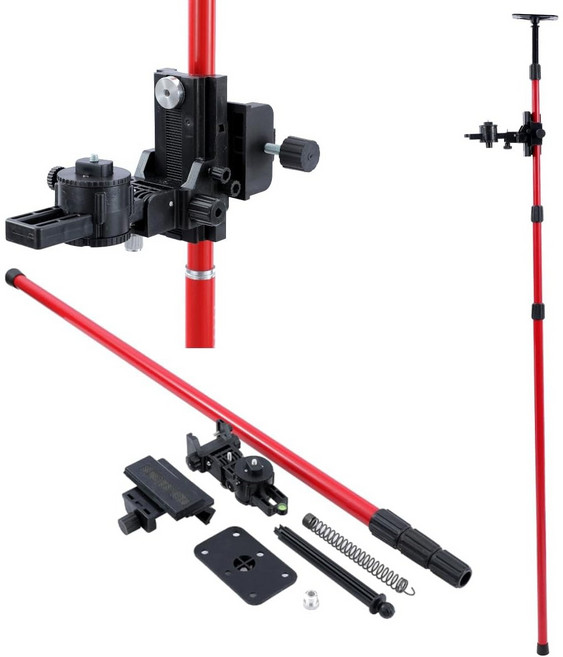 레벨기 보조 거치대 레이저 삼각대 레벨기 리프트 서포트 폴대 천장 고정봉 받침대 3M, 1세트