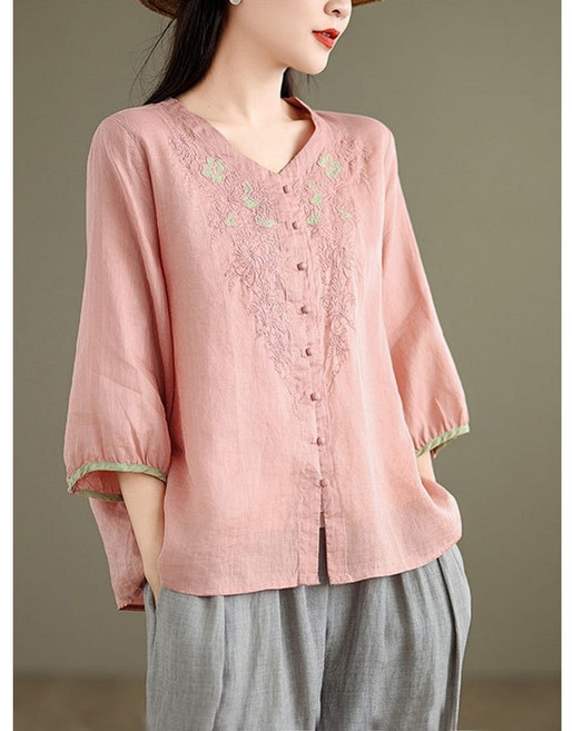 개량한복 상하복 아래위 세트 계량 한복 여성 상의 7부 린넨 절복 법복 셔츠 여름 퓨전 생활