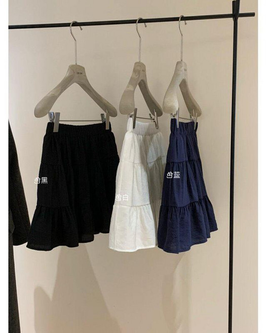 女 鬆緊腰褶皺蛋糕裙