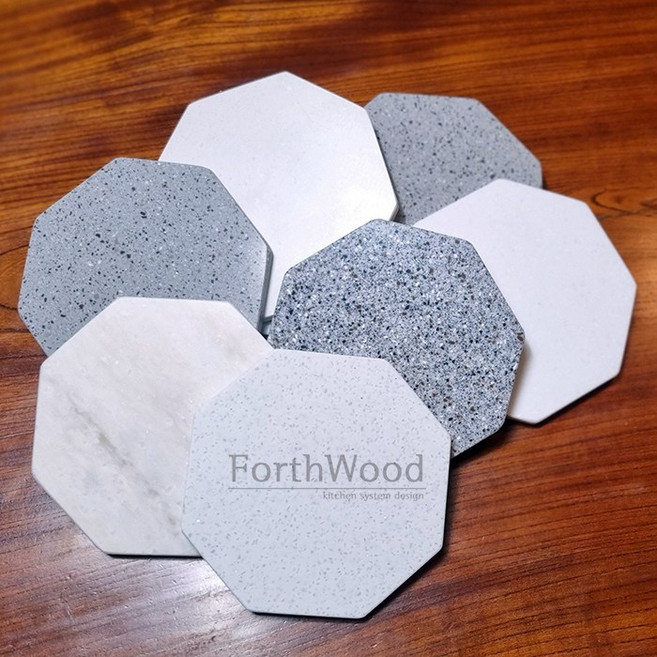 포스우드 다용도 팔각 대리석 받침 (10개) 컬러랜덤 냄비받침 인테리어 화분받침 장식받침, 팔각판 (10개), 컬러랜덤 (선택불가)