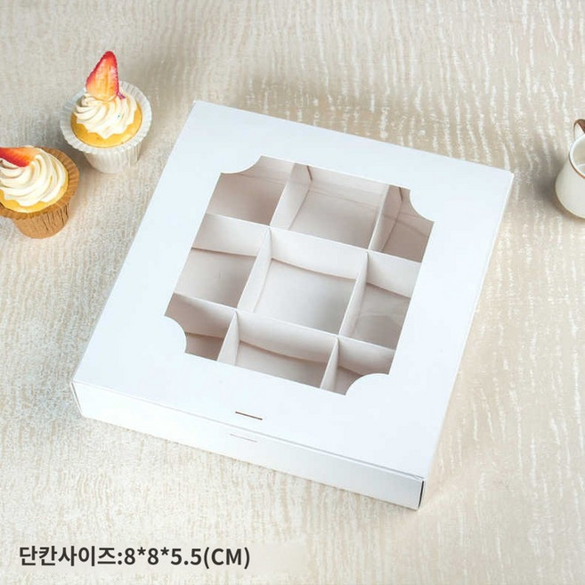 에그타르트 9구 박스 10개 50개 세트 종이 포장 디저트 케이스 스콘, 쥬궁창 디저트박스-트, 그림과 같다
