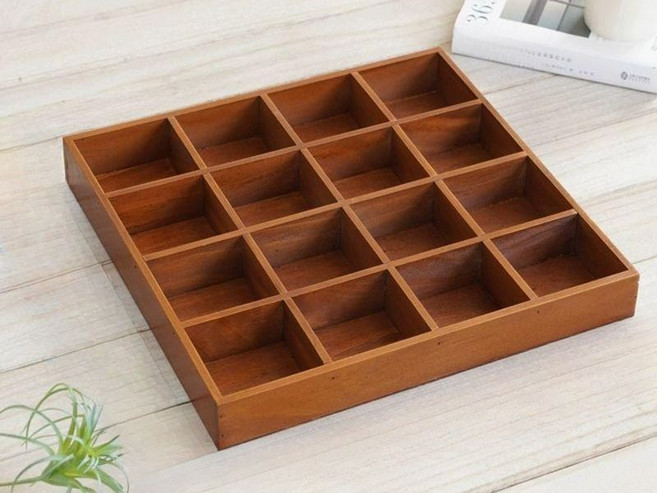 케이스 벨트 수납함 디스플레이 보관함 벨트 보관함 8칸 트레이 빈티지, 2칸 트레이 내추럴 우드 옐로우