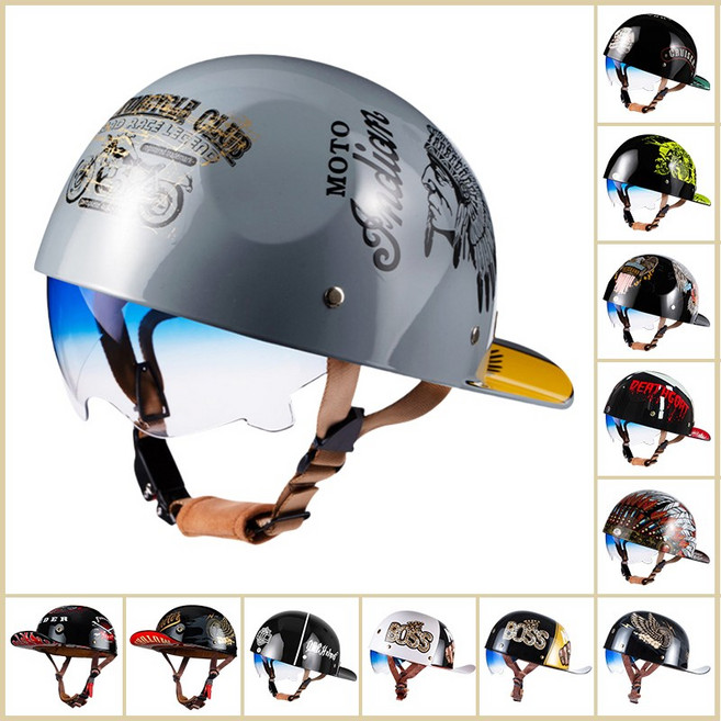 BOSUN 빈티지 전동킥보드헬멧 통기성 경량 할리 오토바이 헬멧 반모헬멧, 빈티지A, 1개