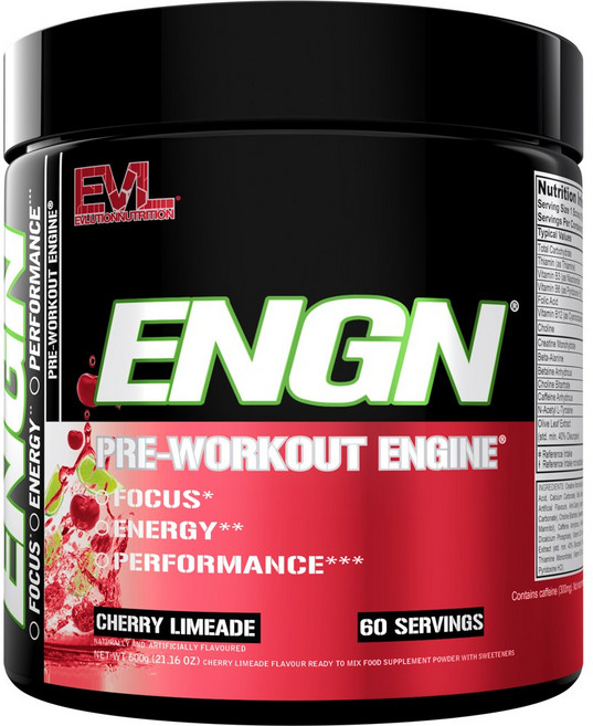 EVLUTIONNUTRITION ENGN 프리-워크아웃 엔진 체리 라임에이드 맛, 1개, 600g