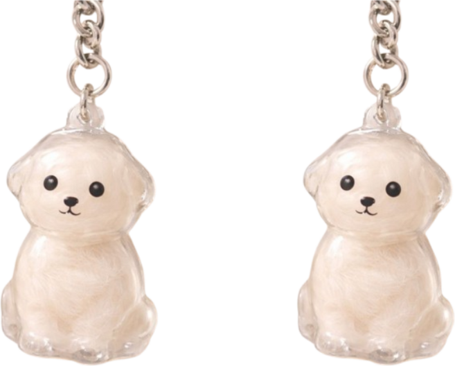 멍멍샤레 강아지 고양이 털보관 메모리얼 키링, 2개, 강아지A