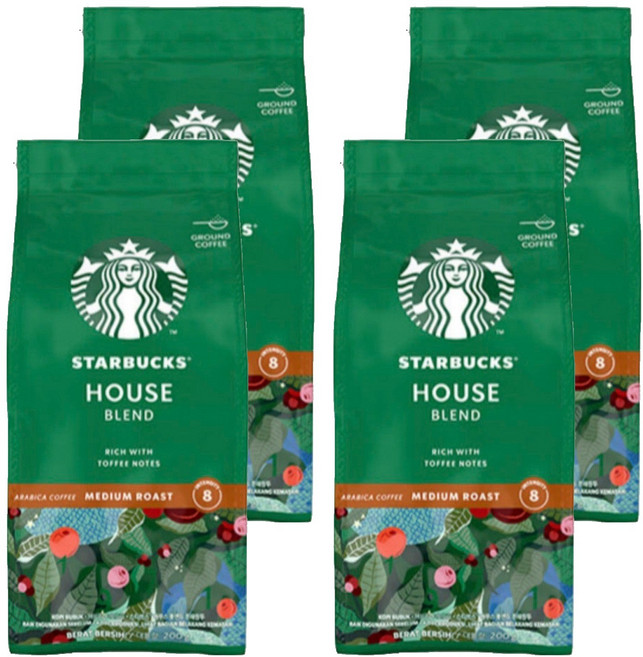 스타벅스 하우스 블렌드 미디엄 로스트 토피넛 분쇄 커피, 4개, 200g