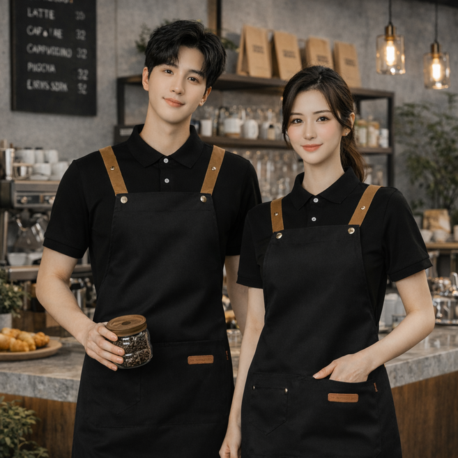 데즐리 방수 원피스 앞치마 주방 작업용, 1개, 클래식 블랙