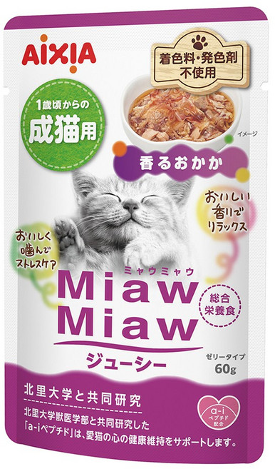아이시아 먀우먀우 쥬시 파우치 고양이간식, MJ-9 가다랑어포, 60g, 1개