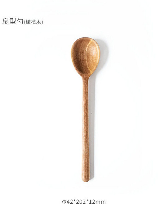 原木勺子 櫻桃木 橄欖木 黑胡桃木 飯勺 湯勺 家用廚房餐具, 扇型勺 橄欖木, 1個