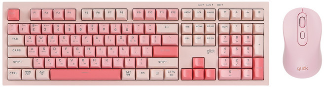 지클릭커 오피스프로 WMK90 사일런스 M 무소음 무선 블루투스 키보드 마우스 세트 108, 일반형, Pink RC2