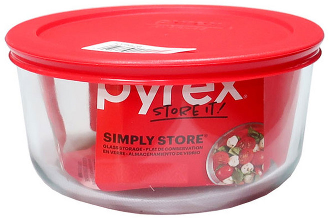 파이렉스 내열유리 밀폐용기 찬통 반찬통 유리찬통, 1개, 원형 1600ml