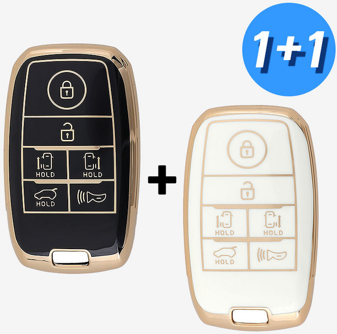 (1+1) 기아 차 키케이스 키커버 기아 호환 TPU, KIA-10(J타입), 블랙+아이보리