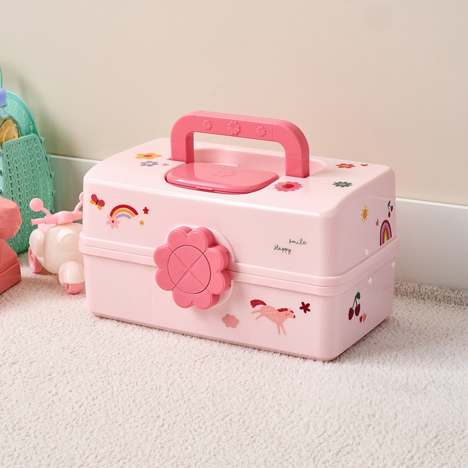 [모던하우스 인천점] 핑크핑크 대용량 정리함 34x19x23cm 스티커세트 -[KL0126003], 1개, 핑크