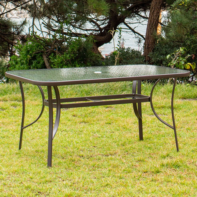 인블루 모카 사각 테라스 정원 마당 철제 테이블, 브라운