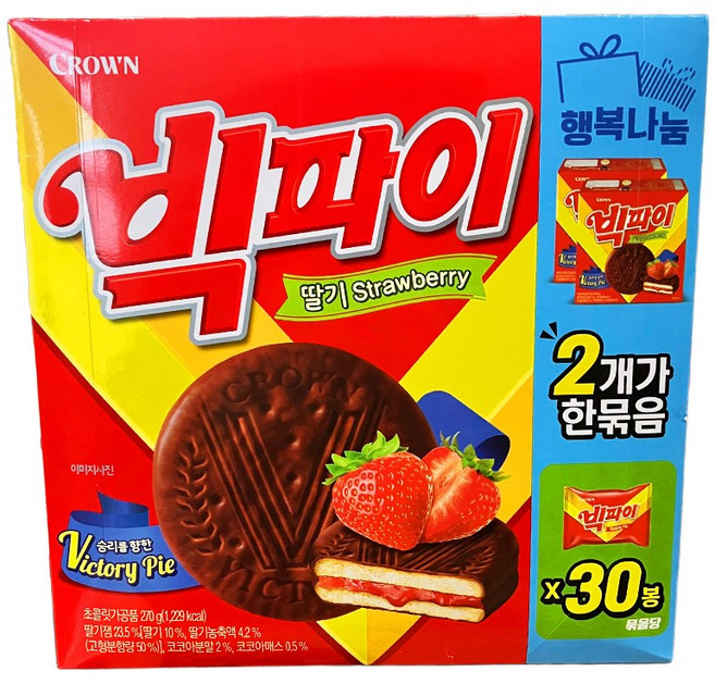 크라운 빅파이 딸기 2번들, 2개, 540g