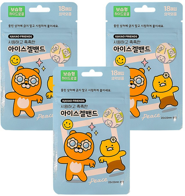 카카오프렌즈 라이언 하이드로케어 아이스겔밴드 18매입, 3세트