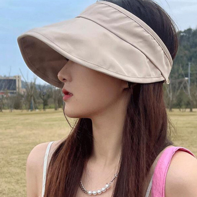 여성 썬캡 자외선차단 창넓은 여름 모자 돌돌이 접이식 휴대용