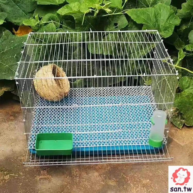 快樂萌寵 雞籠 兔籠 鵪鶉籠 鳥籠 小型寵物籠 附糞盤 草窩飲水食盒, 1個, 蘆雞籠帶糞盤+草窩飲水食盒