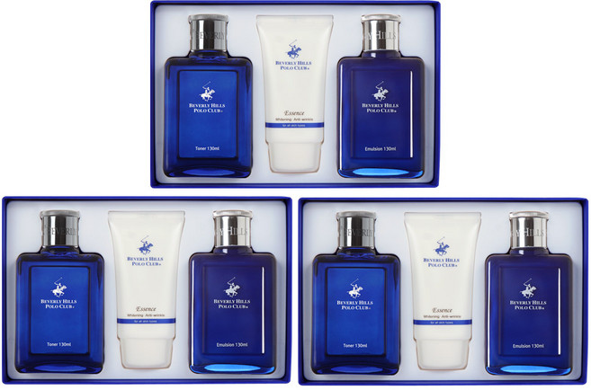 비버리힐스폴로클럽 블루옴므 스킨+로션+올인원에센스 3종 3세트 남성스킨로션세트 기초화장품 선물 패키지