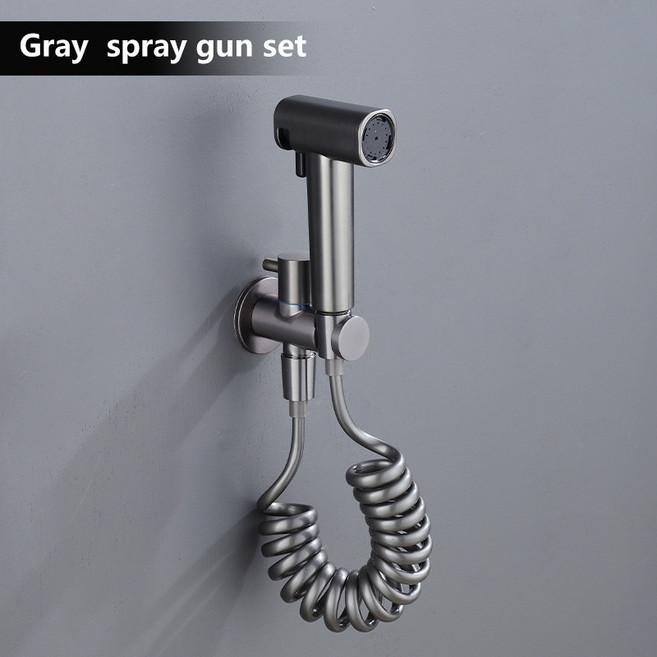 馬桶噴槍 衛生間 增壓 高壓噴頭 馬桶沖洗器, 槍灰色彈簧管套裝,多款組合, 1個