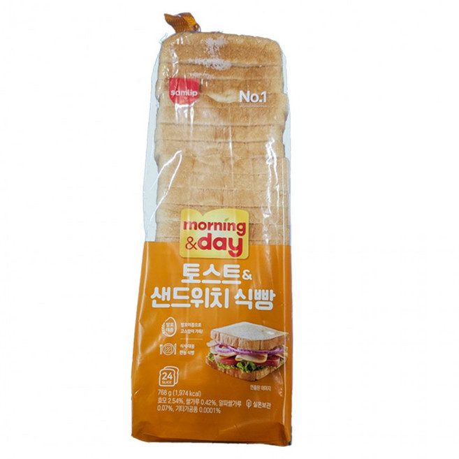 삼립 아침미소 토스트 샌드위치 식빵 24입 768g, 1g, 1개