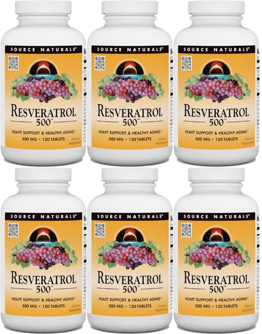 Source Naturals 소스내추럴스 레스베라트롤 500mg 테블릿, 120정, 6개, 120정 - 쿠팡
