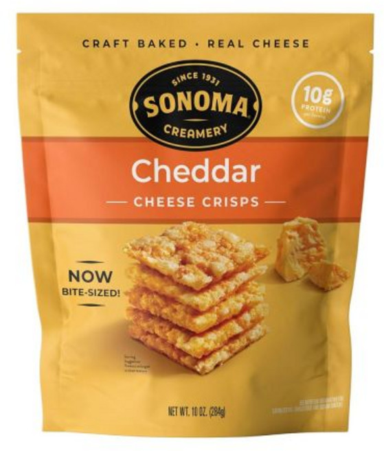 베지터블 비건 과자 스낵 Sonoma Creamery 소노마 크리머리 치즈 크리스프 체다 짭짤한 간식 크래커 고단백 저탄수화물 글루텐 프리 밀가루 없음, 체다 치즈, 1